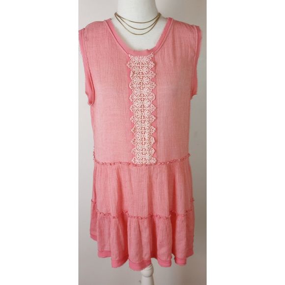 ** Suzanne Betro Summer Peach Gauzy Tunic Top ~ Size XL - Picture 12 of 13